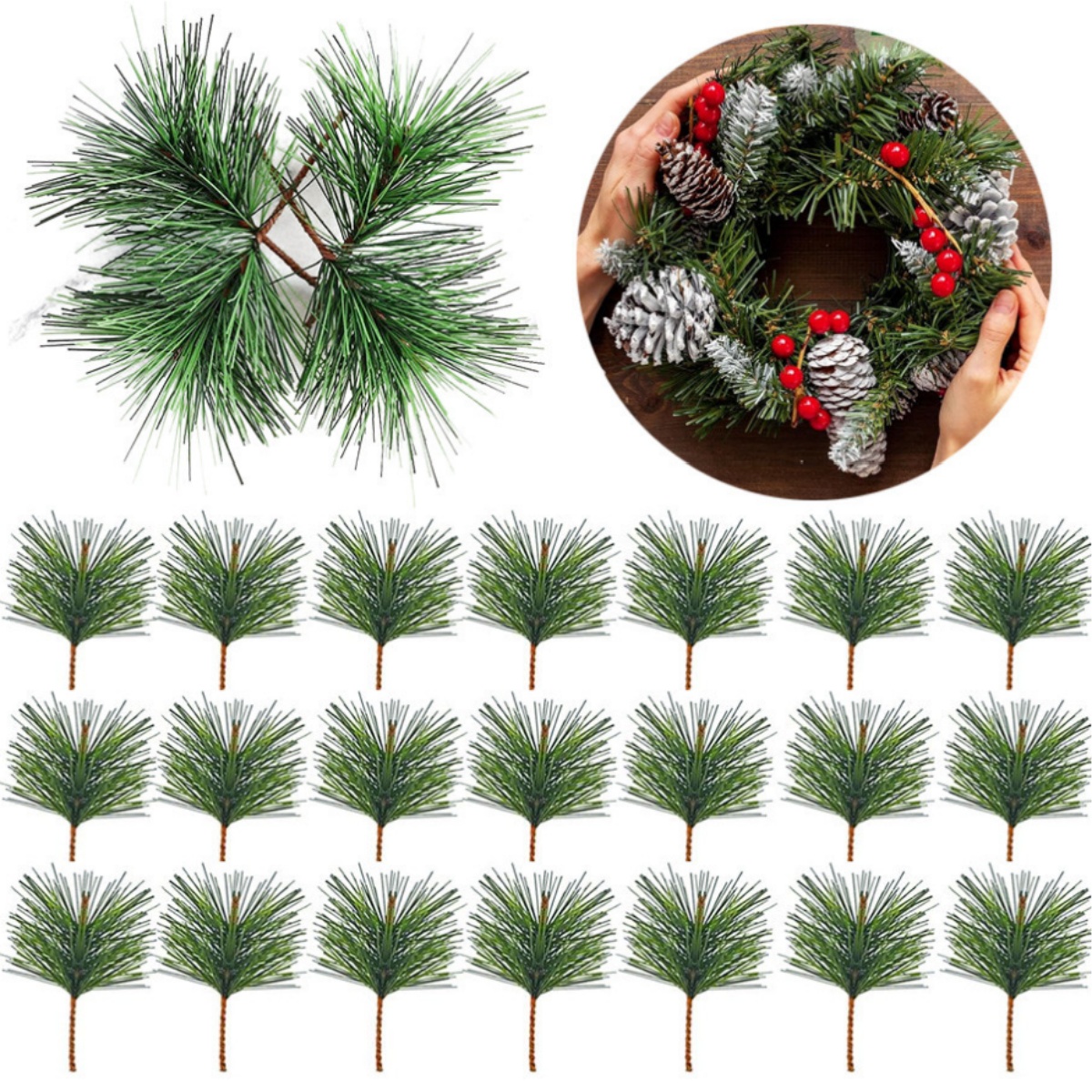 10-100pcs Artificial Green Pin - Christmas Wreath Fake review and price