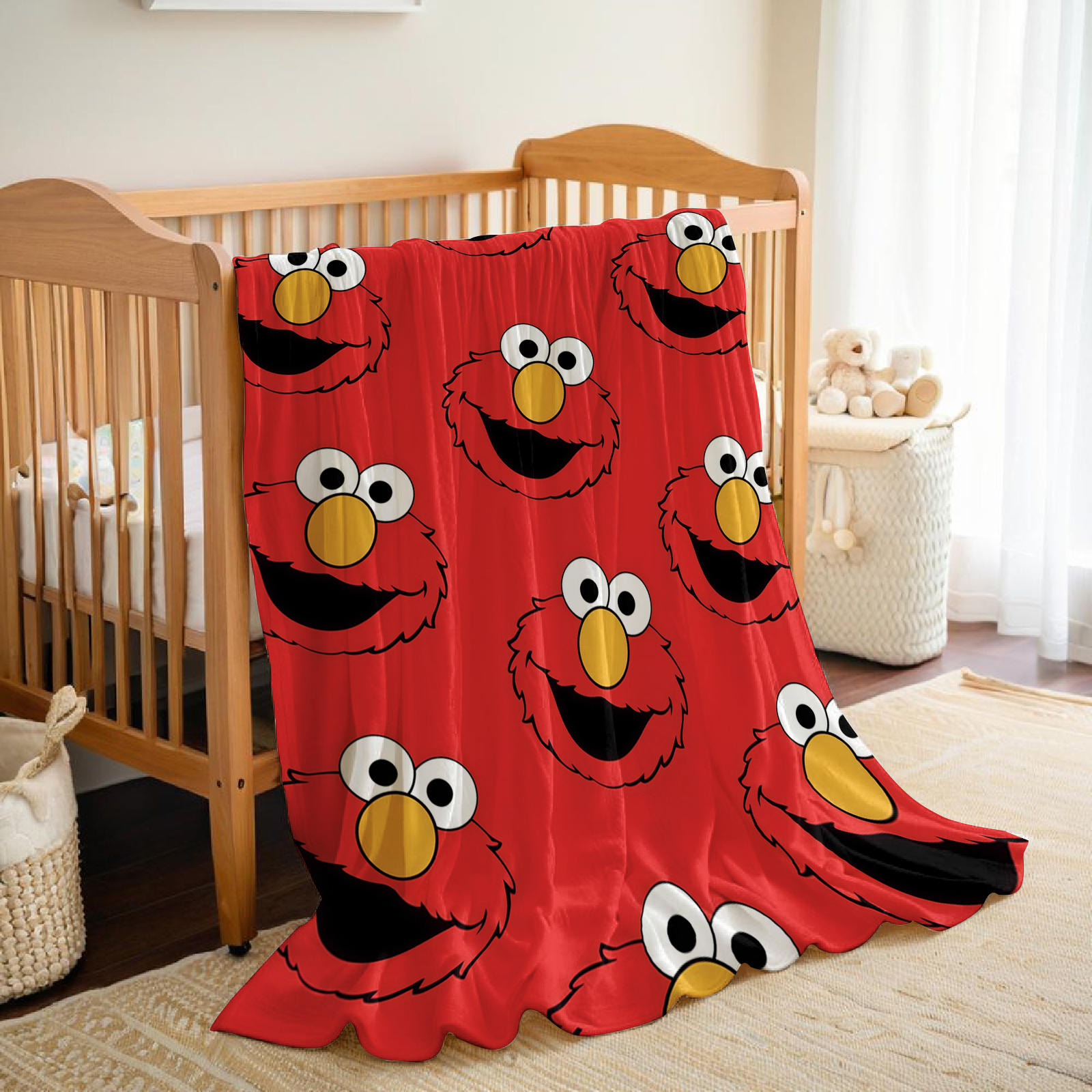 Elmo Face Cartoon Anime Print  - Christmas Throw Blanket review and price
