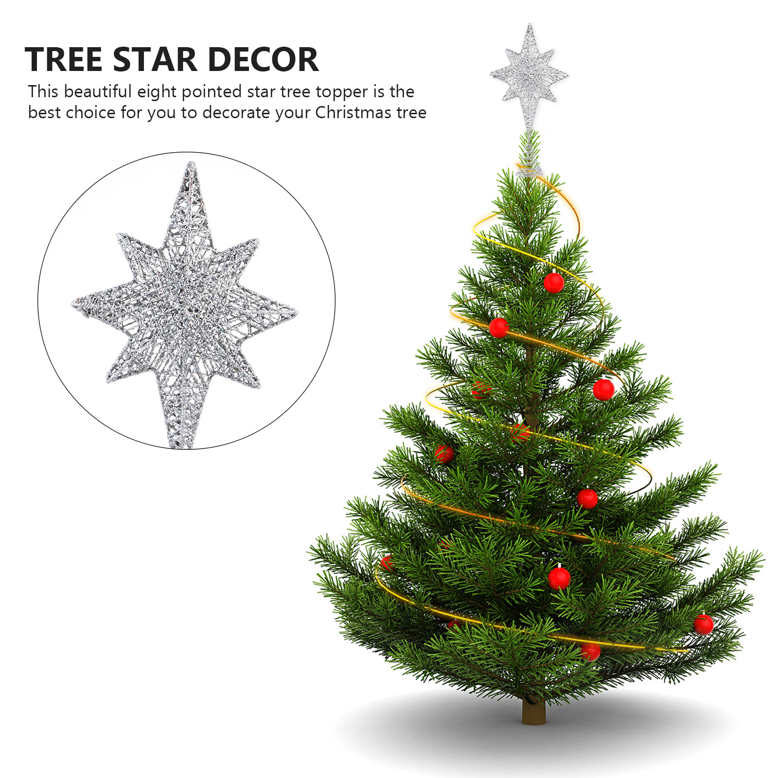 1Pcs Glittering Gold-Toned Eig - Star Tree Topper review and price