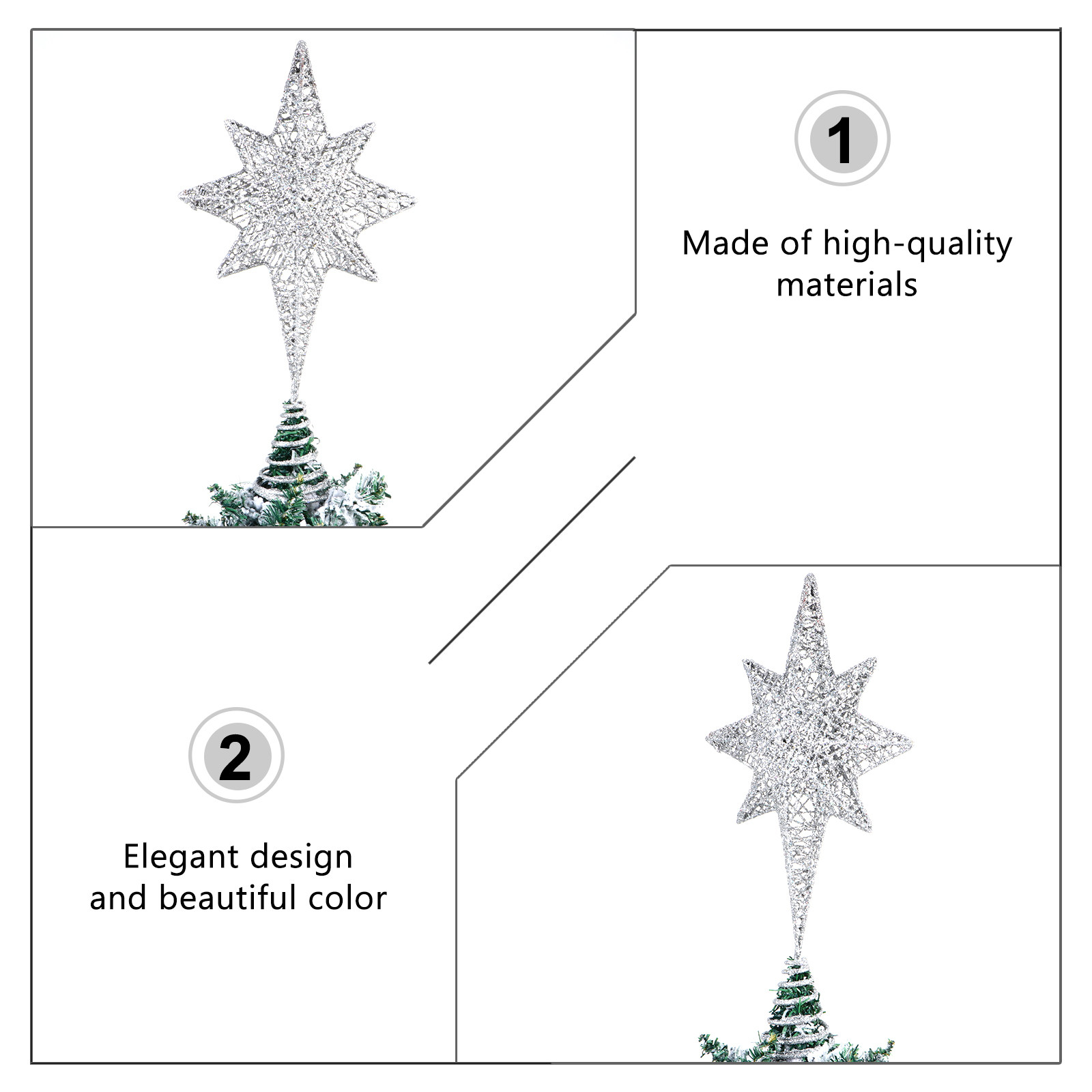1Pcs Glittering Gold-Toned Eig - Star Tree Topper review and price